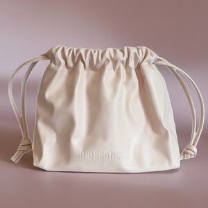 Biossance Soft Cream Drawstring Pouch Makeup Bag